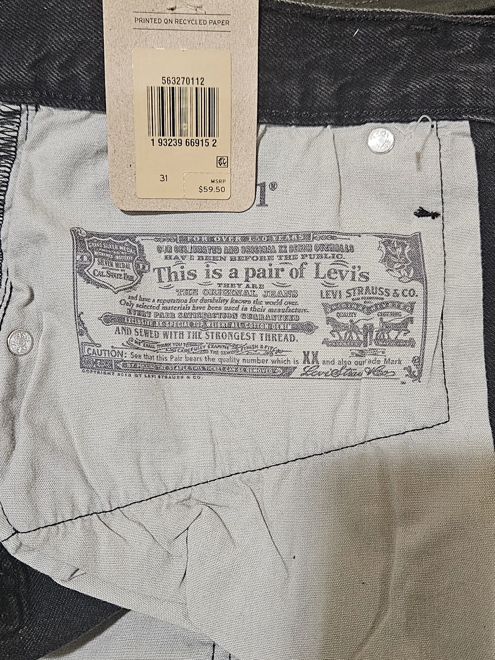Levi's 501 Original High Rise Denim Shorts/women's/Black Distressed - Size 31 - Picture 13 of 14